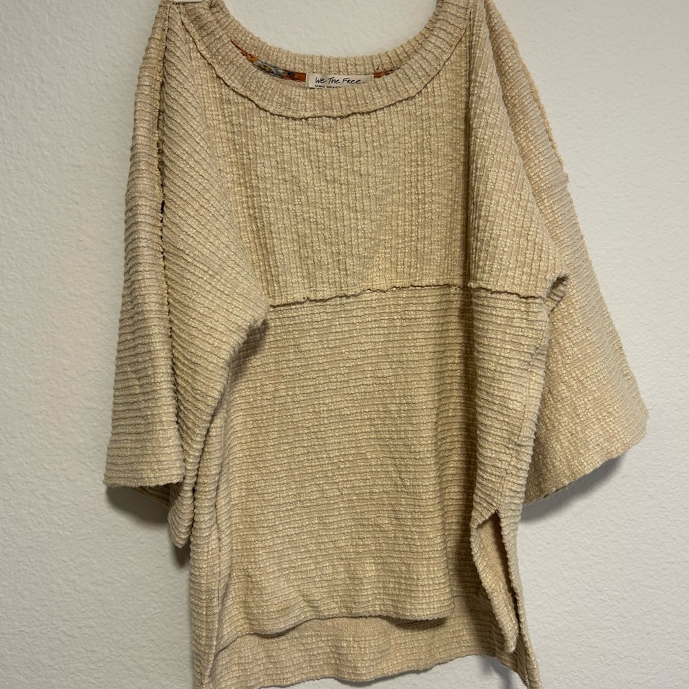 We The Free Textured Cream Sweater - Oversized - XXS - Free People